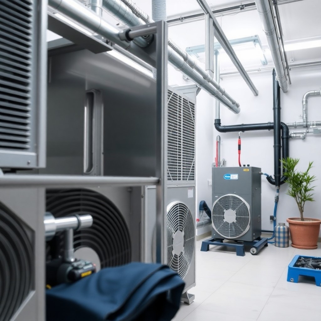 Técnico realizando mantenimiento del sistema HVAC en auto